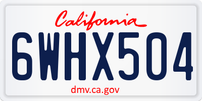CA license plate 6WHX504