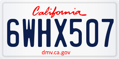 CA license plate 6WHX507