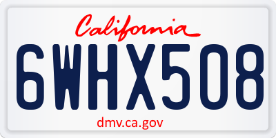 CA license plate 6WHX508