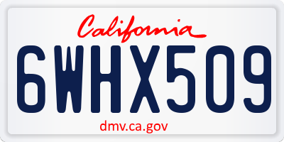CA license plate 6WHX509