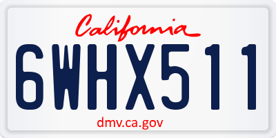 CA license plate 6WHX511