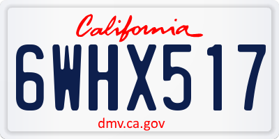CA license plate 6WHX517