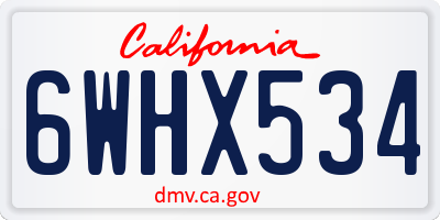 CA license plate 6WHX534