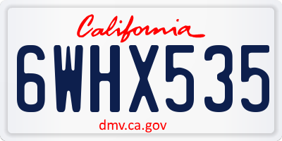 CA license plate 6WHX535