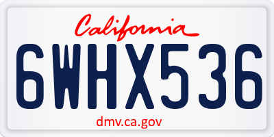 CA license plate 6WHX536