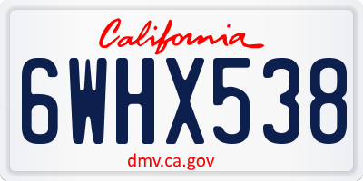 CA license plate 6WHX538
