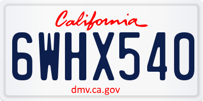 CA license plate 6WHX540