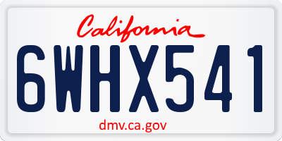 CA license plate 6WHX541