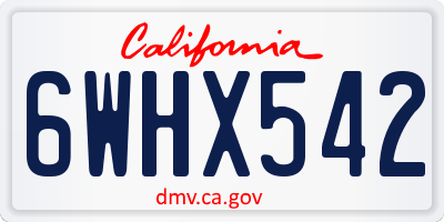 CA license plate 6WHX542