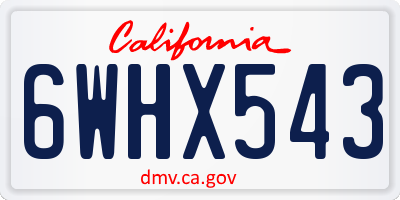 CA license plate 6WHX543