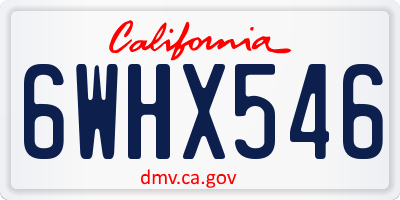 CA license plate 6WHX546