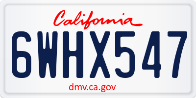 CA license plate 6WHX547