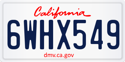 CA license plate 6WHX549