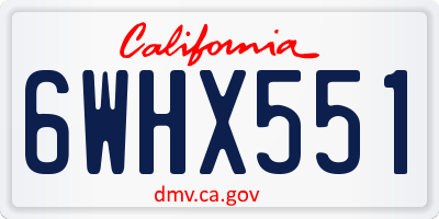CA license plate 6WHX551