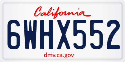 CA license plate 6WHX552