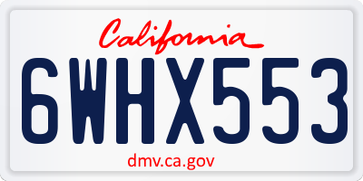 CA license plate 6WHX553