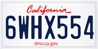 CA license plate 6WHX554