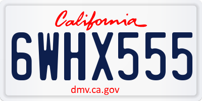 CA license plate 6WHX555