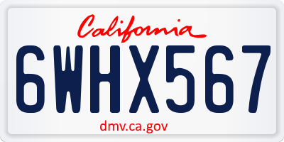 CA license plate 6WHX567