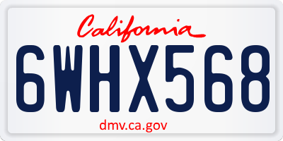 CA license plate 6WHX568