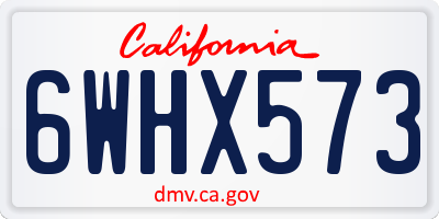 CA license plate 6WHX573