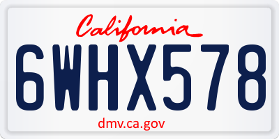 CA license plate 6WHX578