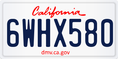 CA license plate 6WHX580