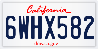 CA license plate 6WHX582