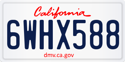 CA license plate 6WHX588