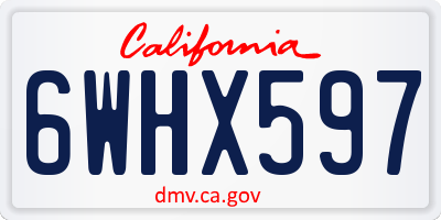 CA license plate 6WHX597