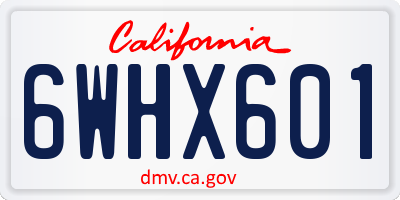 CA license plate 6WHX601