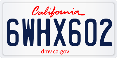 CA license plate 6WHX602