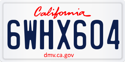 CA license plate 6WHX604
