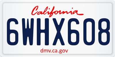 CA license plate 6WHX608
