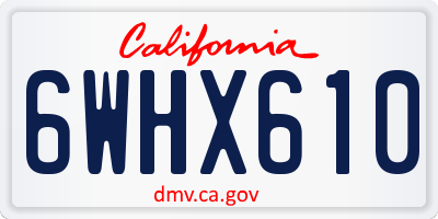 CA license plate 6WHX610