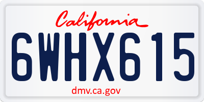 CA license plate 6WHX615