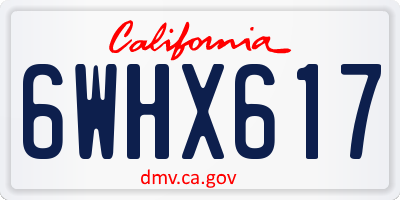 CA license plate 6WHX617