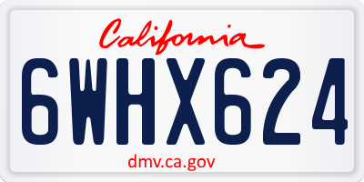 CA license plate 6WHX624