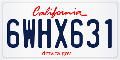 CA license plate 6WHX631