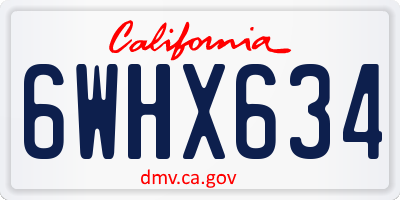 CA license plate 6WHX634