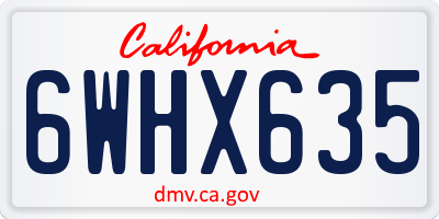 CA license plate 6WHX635