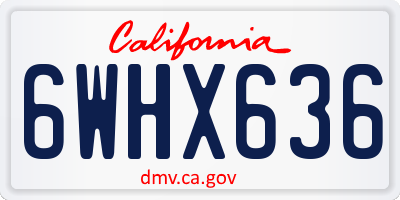 CA license plate 6WHX636
