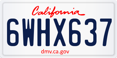 CA license plate 6WHX637