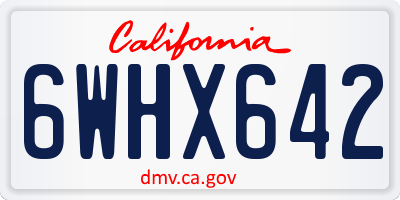 CA license plate 6WHX642