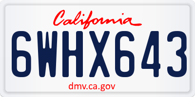 CA license plate 6WHX643