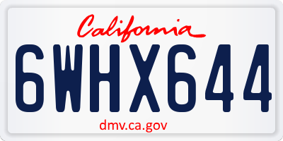 CA license plate 6WHX644