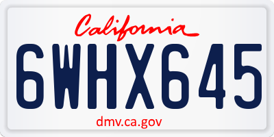 CA license plate 6WHX645