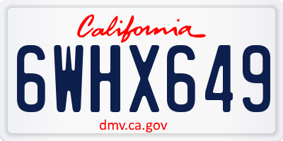 CA license plate 6WHX649