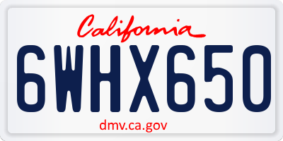 CA license plate 6WHX650