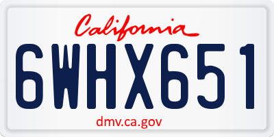 CA license plate 6WHX651